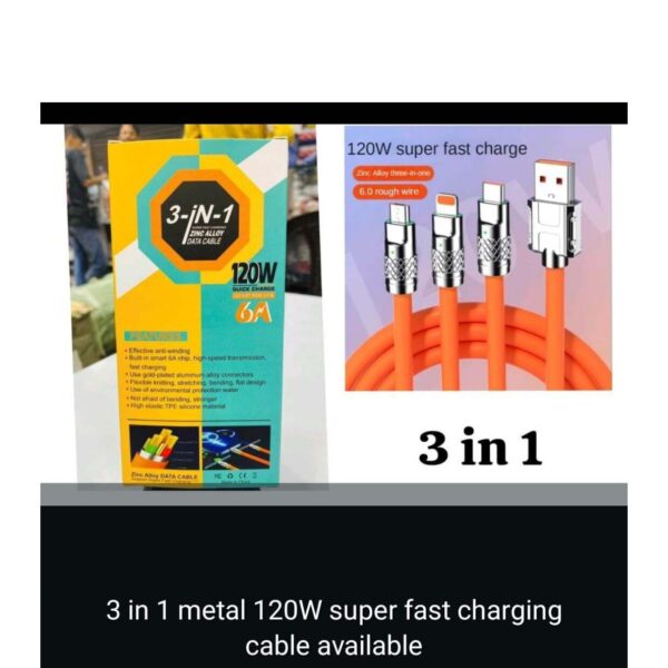 100W 3-in-1 Fast Charging Cable – High Speed & Heavy Duty