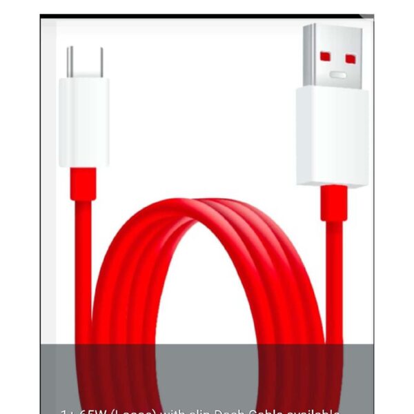 OnePlus 65W Fast Charger (Loose) with Dash Cable & Clip – High-Speed Charging On-the-Go